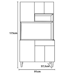 Cozinha Compacta Poliman Móveis Carol com 6 Portas e 1 Gaveta - 91cm de largura