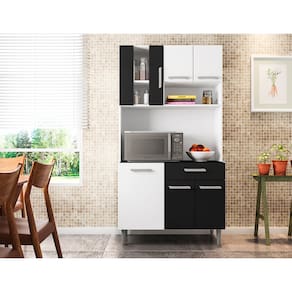 Cozinha Compacta Poliman Móveis Carol com 6 Portas e 1 Gaveta - 91cm de largura