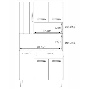 Cozinha Compacta Poliman Móveis Carol com 6 Portas e 1 Gaveta - 91cm de largura
