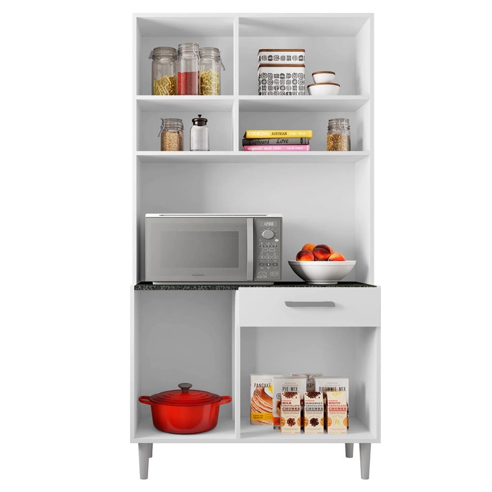 Cozinha Compacta Poliman Móveis Carol com 6 Portas e 1 Gaveta - 91cm de largura - Branco - 2