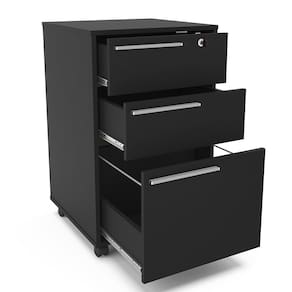Gaveteiro Politorno Maia com 3 Gavetas e Chave - Preto - 1