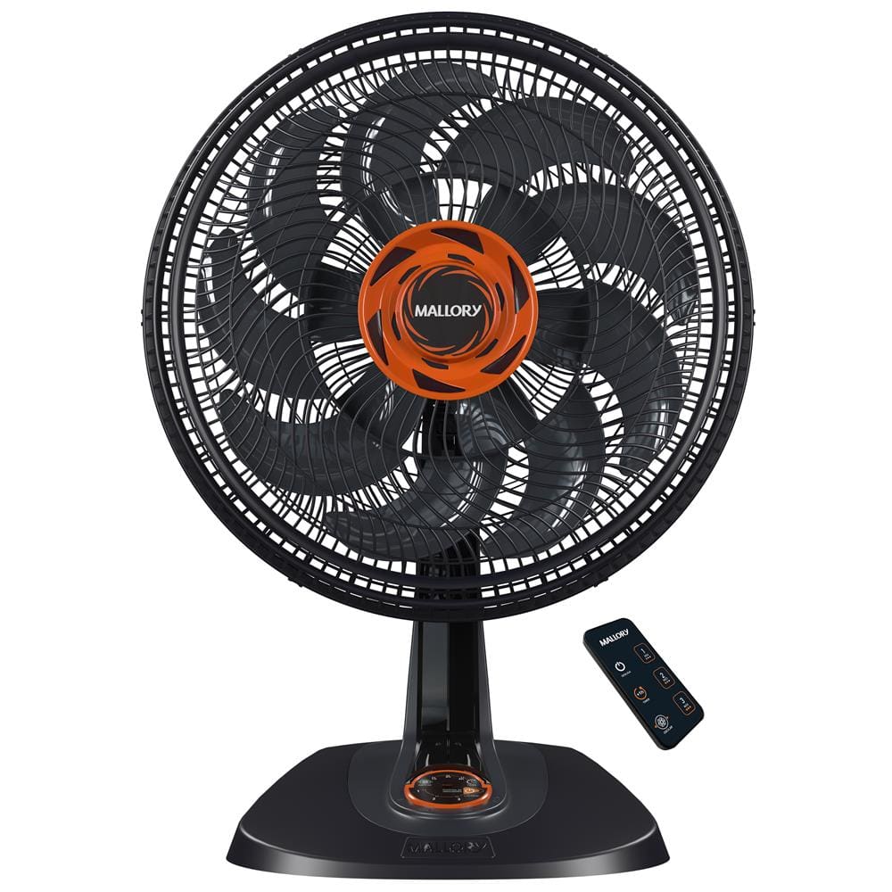 Ventilador de Mesa Mallory Neo Air 15 Total Control com 140W, 40cm e Controle Remoto - Preto/Grafite/Laranja - 110V