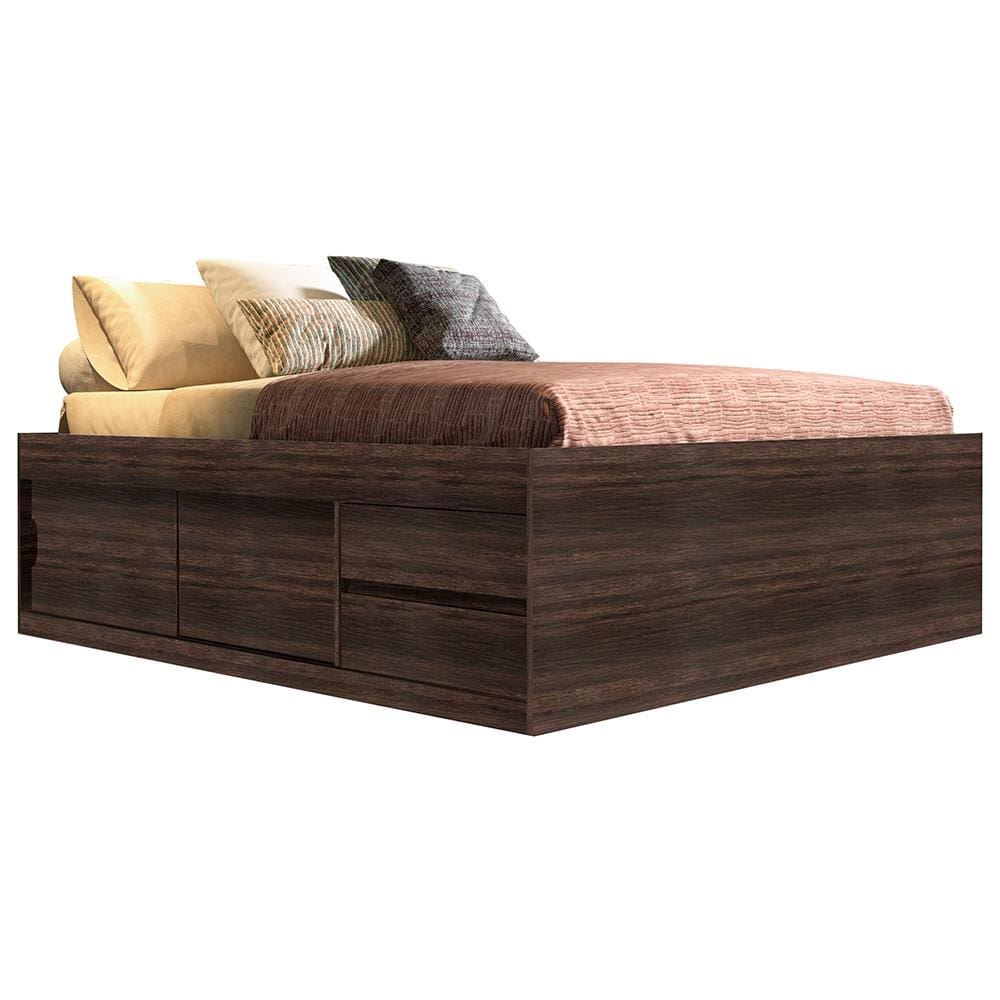 Cama Casal Barreto Carolina com 4 Portas e 2 Gavetas - Marrom
