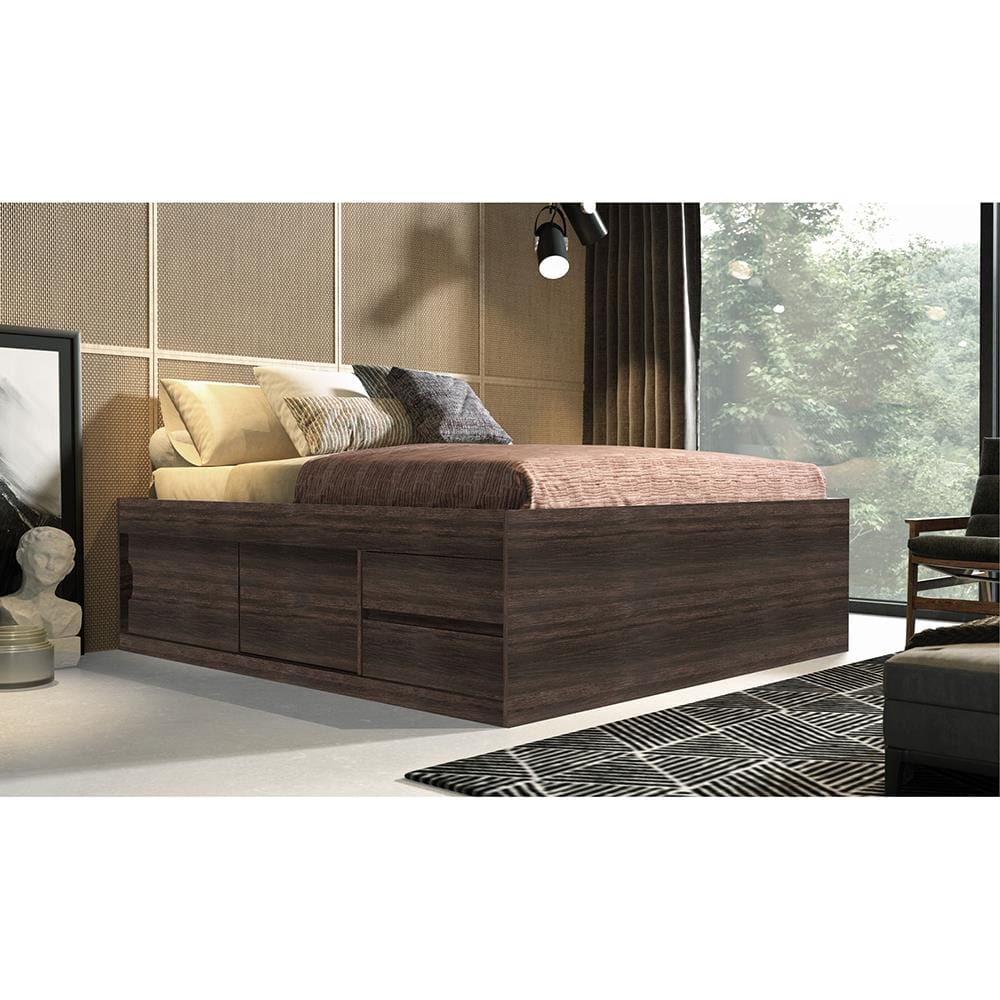 Cama Casal Barreto Carolina com 4 Portas e 2 Gavetas - Marrom - 1