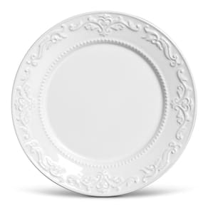 Aparelho de Jantar, Café e Sobremesa 20 Peças Porto Brasil Acanthus em Faiança Feldspática com Relevo – Branco