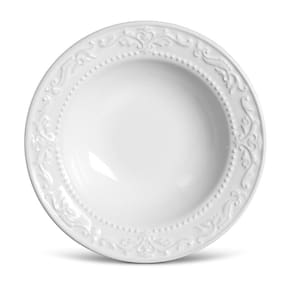 Aparelho de Jantar, Café e Sobremesa 20 Peças Porto Brasil Acanthus em Faiança Feldspática com Relevo – Branco