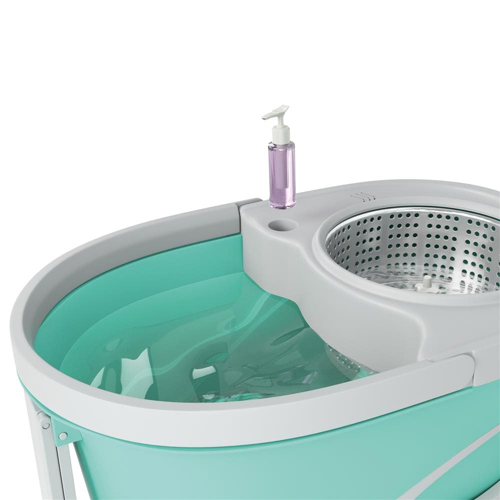 Mop Giratório FlashLimp Ciclone com Balde 20L, Rodas, Cabo Telescópico e 2 Refis – Verde/ Cinza - 3