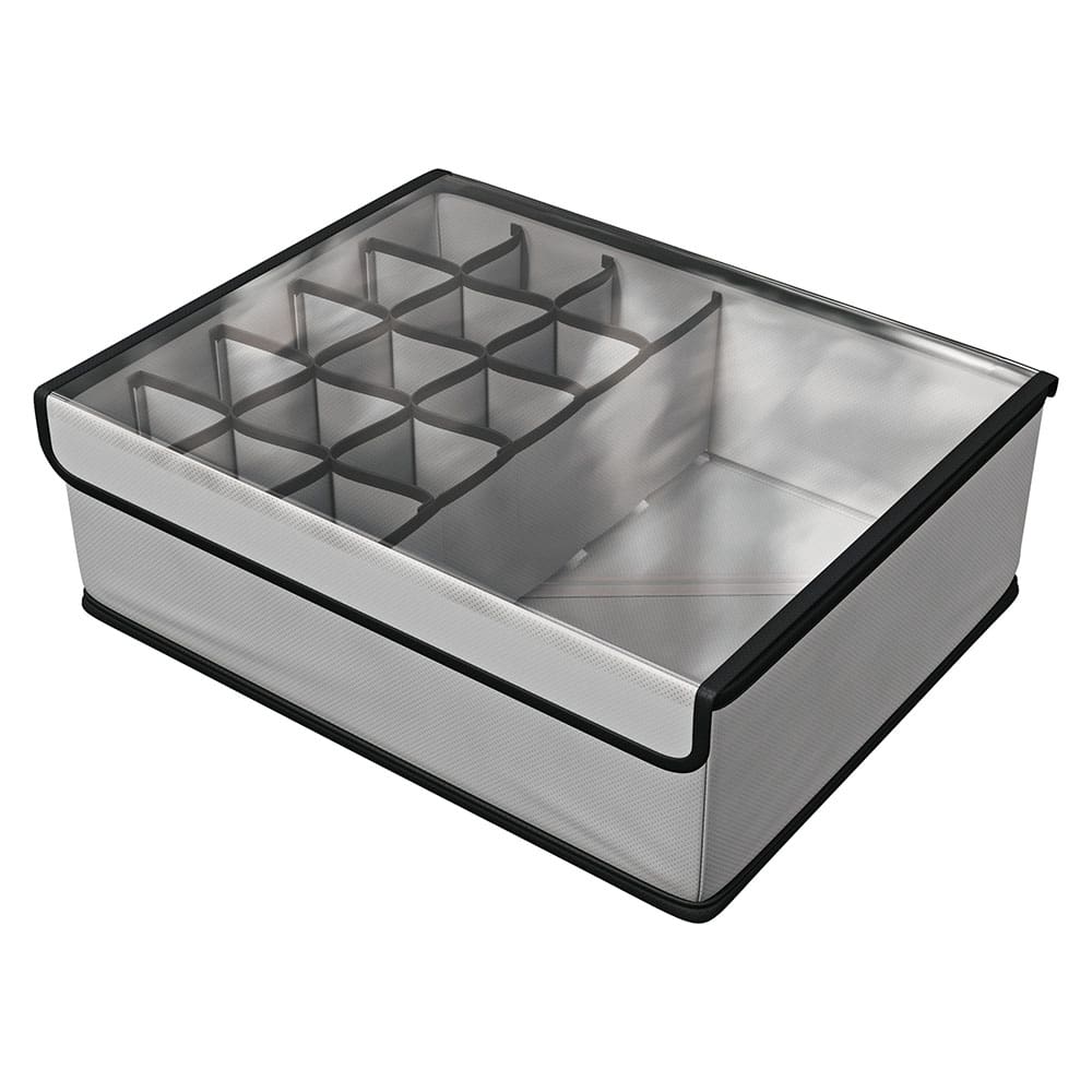 Organizador para Peças Íntimas Euro Home 2 em 1 com 16 Divisórias em Poliéster e Aço – Cinza - 1