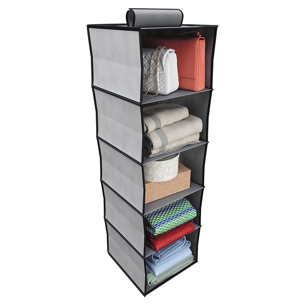 Prateleira Grande Euro Home com 5 Divisórias em TNT e Papelão - Cinza - 1