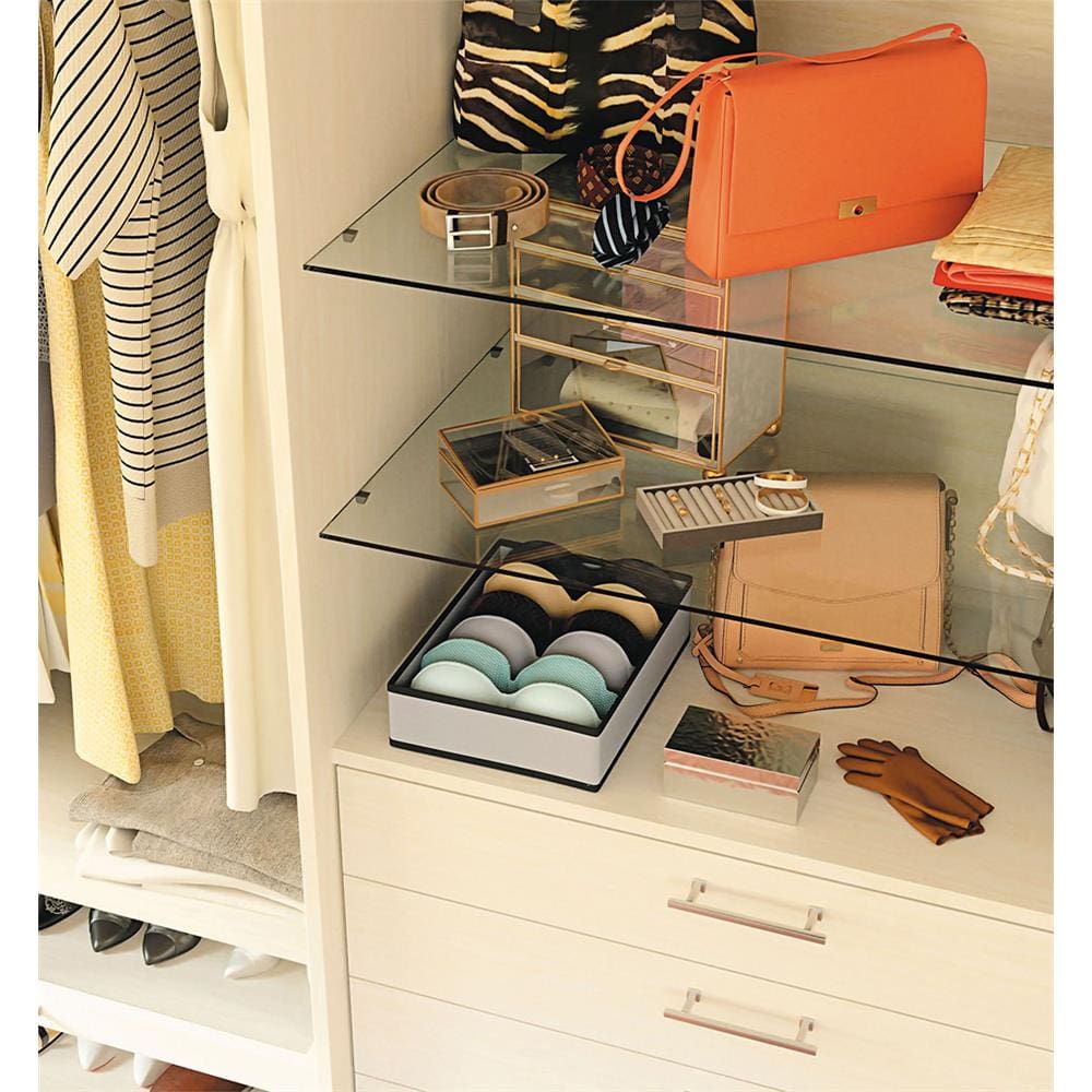 Organizador Grande para Sutiãs Euro Home com 6 Divisórias em TNT e Papelão – Cinza - 2