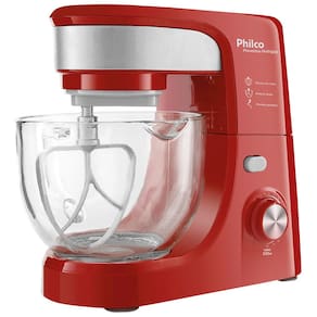 Batedeira Planetária Philco Turbo Glass PHP500 com 11 Velocidades + Função Turbo - Vermelha