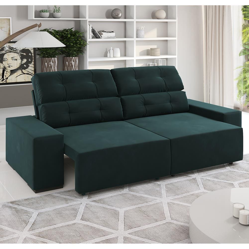 Sofa 3 Lugares Viero Hamburg Retratil e Reclinavel em Veludo 200 cm de  largura