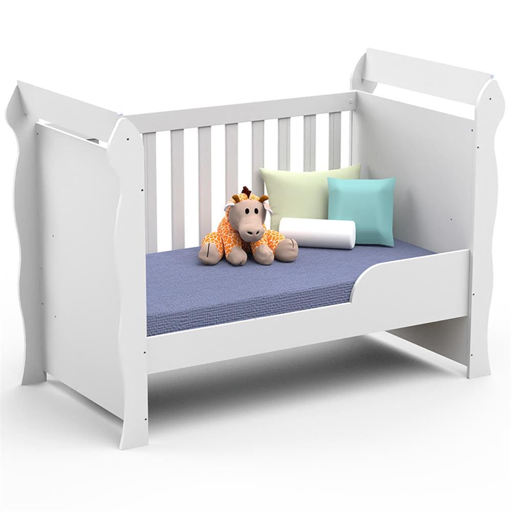 Berço Minicama Carolina Baby Mirelle Regulagem de Altura Travas de Segurança Rodízios - Branco Brilho - 2