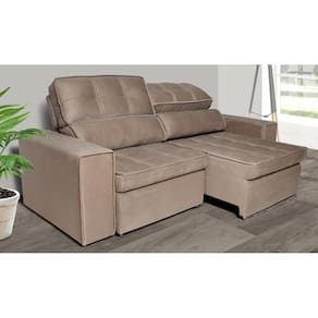Sofá 5 Lugares Luizzi Bugatti II com Retrátil e Reclinável, Revestido em Tecido Veludo Plush e 251 cm de Largura