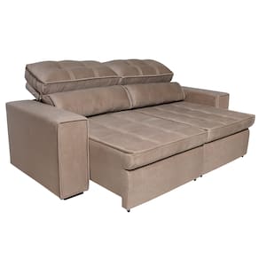 Sofá 5 Lugares Luizzi Bugatti II com Retrátil e Reclinável, Revestido em Tecido Veludo Plush e 251 cm de Largura