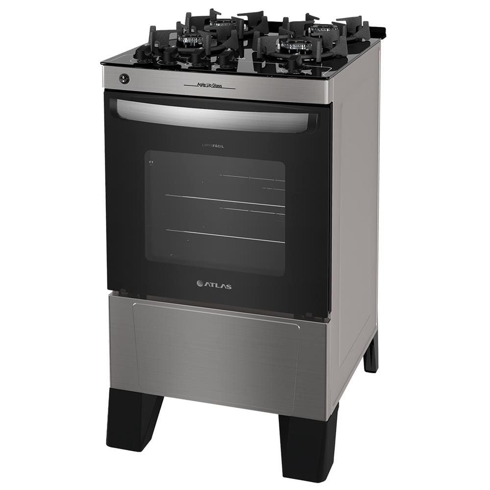 Fogão Atlas 4 Bocas Agile Up Glass Bivolt com Trempes Aneladas – Inox - 3