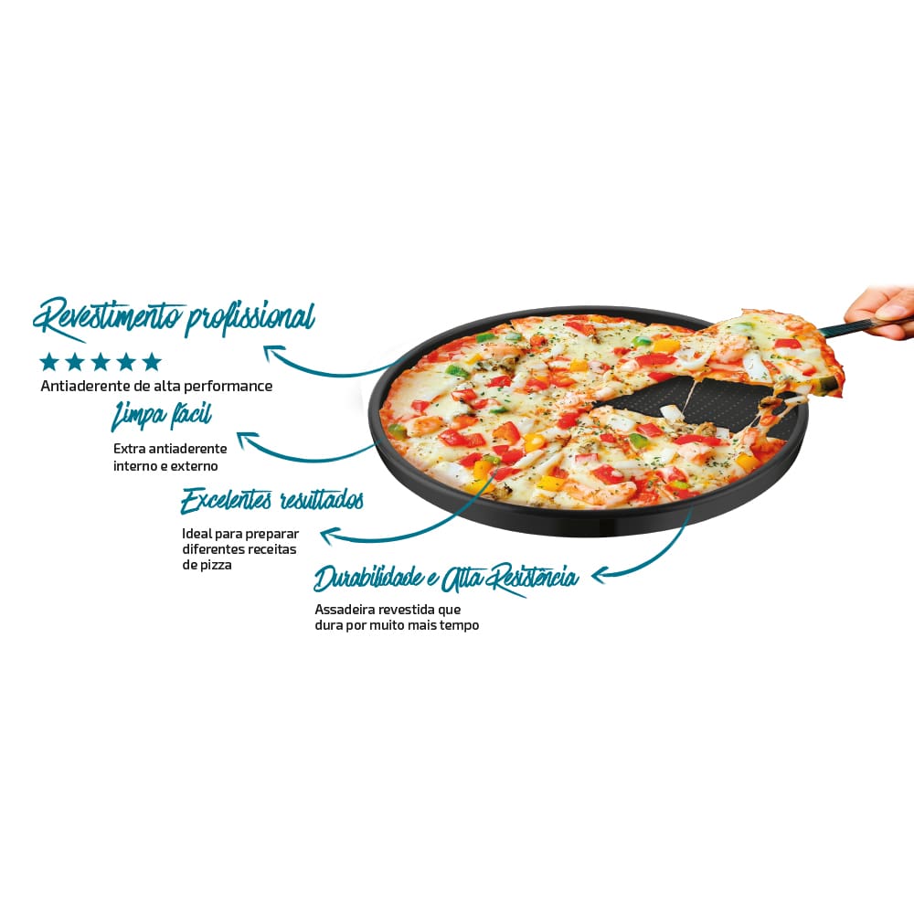 Forma para Pizza Rochedo Dura+ Revestida – 35 cm - 3