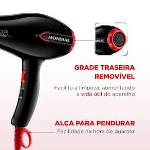 Secador de Cabelos Mondial Turbo Color Red SC-41 com Tourmaline Íon 1900W