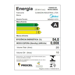 Forno de Micro-ondas Midea MRAS2 com Função Eco 20L - Branco