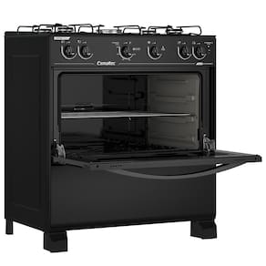 Fogão Esmaltec 5 Bocas Caribe Glass com Mesa de Vidro Temperado e Acendimento Automático – Preto