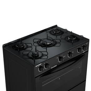 Fogão Esmaltec 5 Bocas Caribe Glass com Mesa de Vidro Temperado e Acendimento Automático – Preto