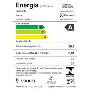Micro-ondas Electrolux MEO44 com Função Tira Odor Branco - 34L