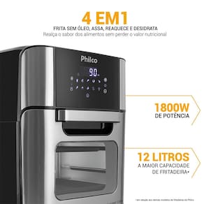 Fritadeira Elétrica Sem Óleo Air Fry Philco Oven PFR2200P 12L - Preta