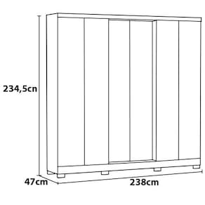 Guarda-Roupa Casal Bartira Napoli UP com 234,5cm de Largura, 6 Portas, 4 Gavetas e 4 Prateleiras