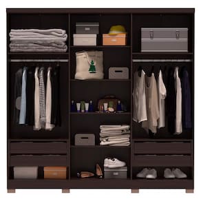Guarda-Roupa Casal Bartira Napoli UP com 234,5cm de Largura, 6 Portas, 4 Gavetas e 4 Prateleiras