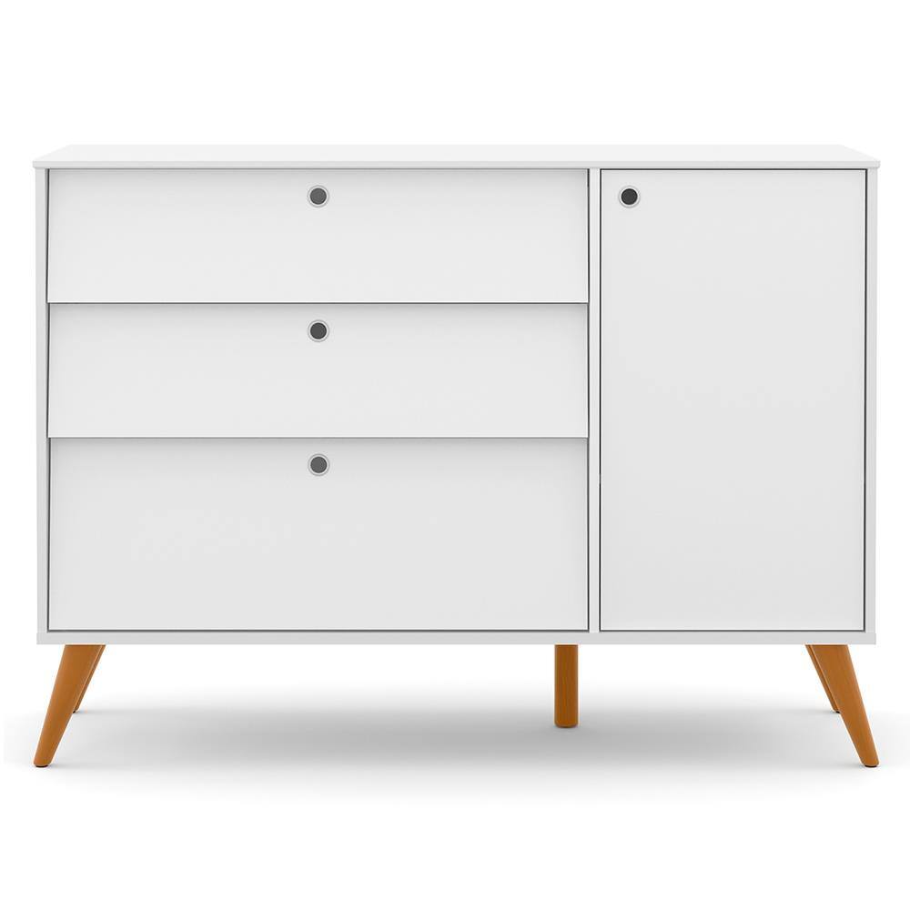 Cômoda Matic Gold com 3 Gavetas, 1 Porta e Trava de Segurança - Branco Soft - 1