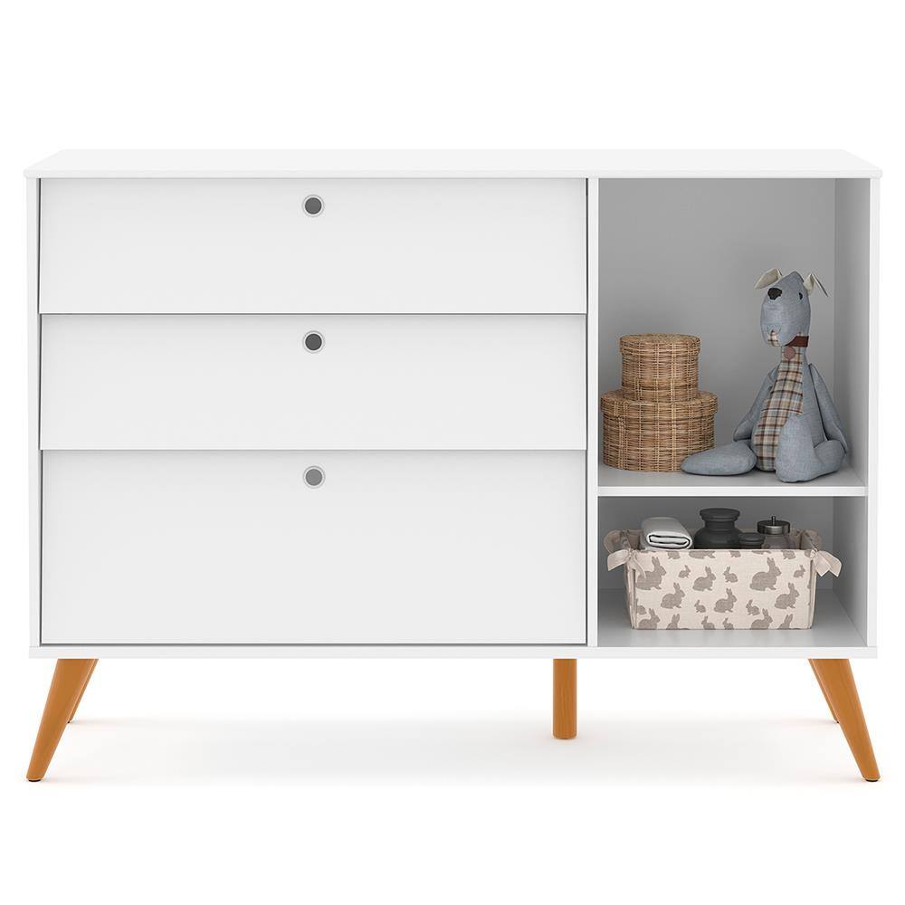 Cômoda Matic Gold com 3 Gavetas, 1 Porta e Trava de Segurança - Branco Soft - 2