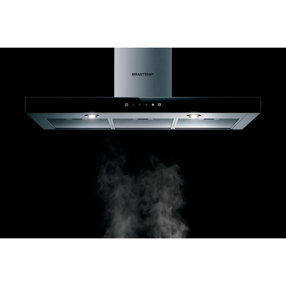 Coifa de Parede Brastemp BAE90AR Painel Touch on Glass Inox - 90 cm - 220v - 2