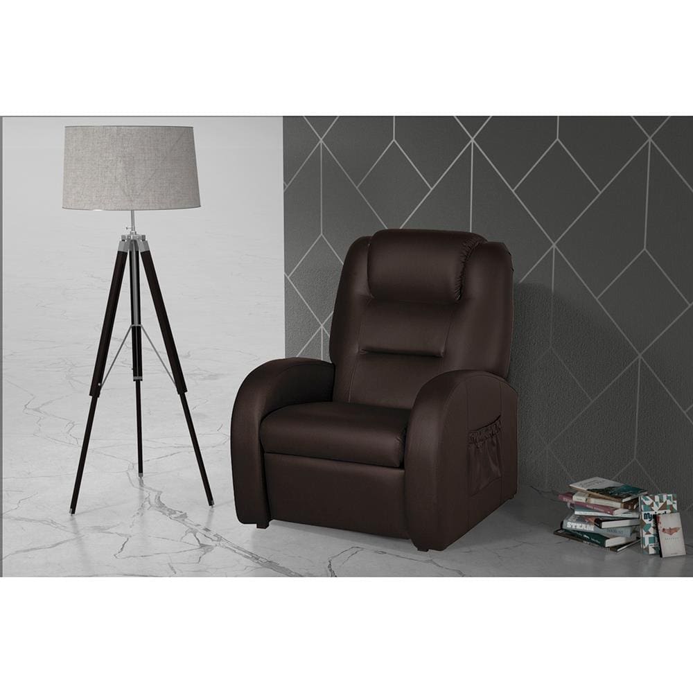 Poltrona Probel Colonus Two Way Reclinável e com Revestimento em Courino - Marrom - 1