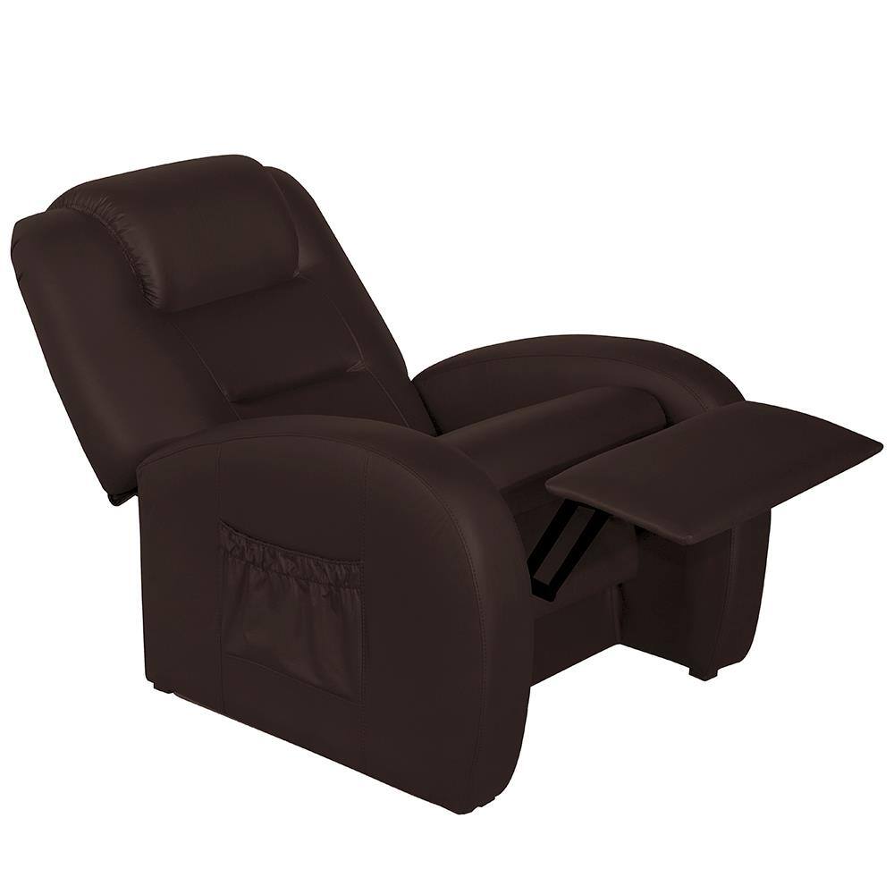 Poltrona Probel Colonus Two Way Reclinável e com Revestimento em Courino - Marrom - 2