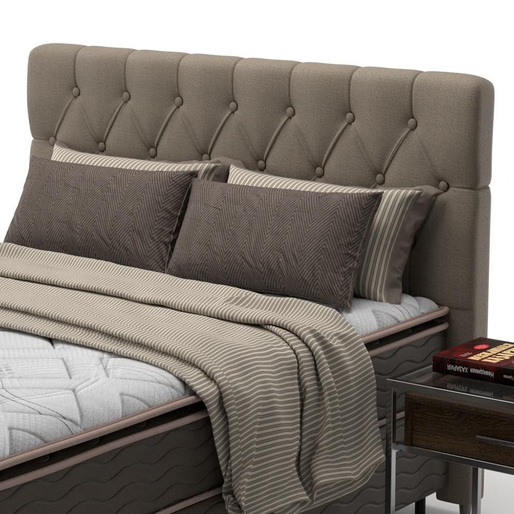 Cabeceira para Cama Queen Size Probel Califórnia em Tecido Suede - CABECEIRA QUEEN SIZE PROBEL CALIFORNIA BEGE. - 1