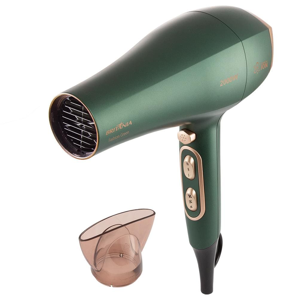 Secador de Cabelos Britânia Tourmaline Íon Motor DC Verde - 2000W - 220v - 3