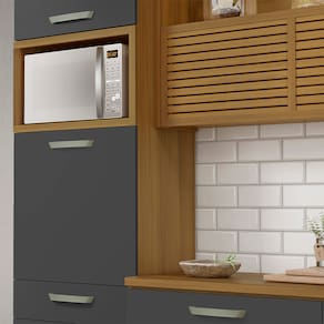 Paneleiro Nesher Princesa 2 Portas, 3 Gavetas e Prateleiras – 64cm - Freijo/Grafite - 2