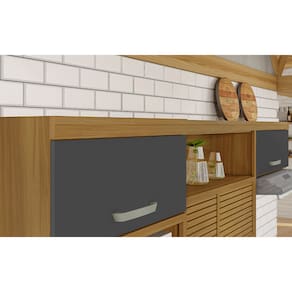 Paneleiro Nesher Princesa 2 Portas, 3 Gavetas e Prateleiras – 64cm - Freijo/Grafite - 3