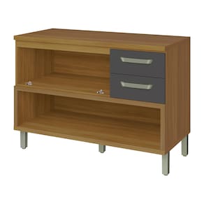 Balcão Nesher Princesa 1 Porta 2 Gavetas – 120cm - Freijo/Grafite - 1