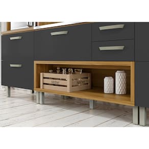 Balcão Nesher Princesa 1 Porta 2 Gavetas – 120cm - Freijo/Grafite - 2