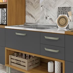 Balcão Nesher Princesa 1 Porta 2 Gavetas – 120cm - Freijo/Grafite - 3