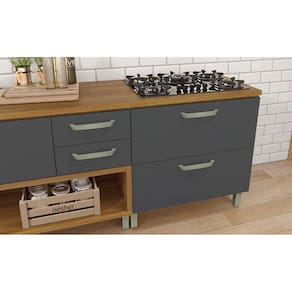 Balcão Nesher Princesa 1 Porta 1 Gaveta – 80cm - Freijo/Grafite - 3