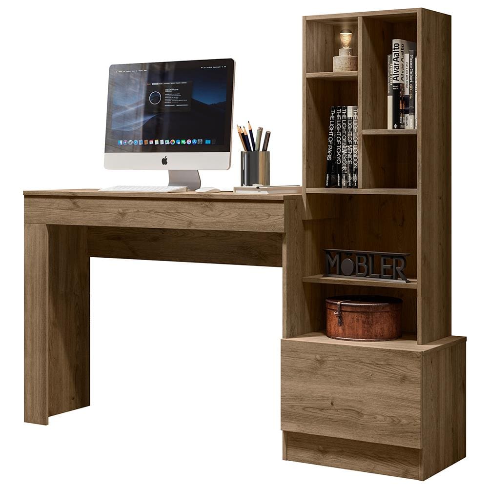 Escrivaninha Office Mobler Lion com Nichos - Teca Supremo - 1