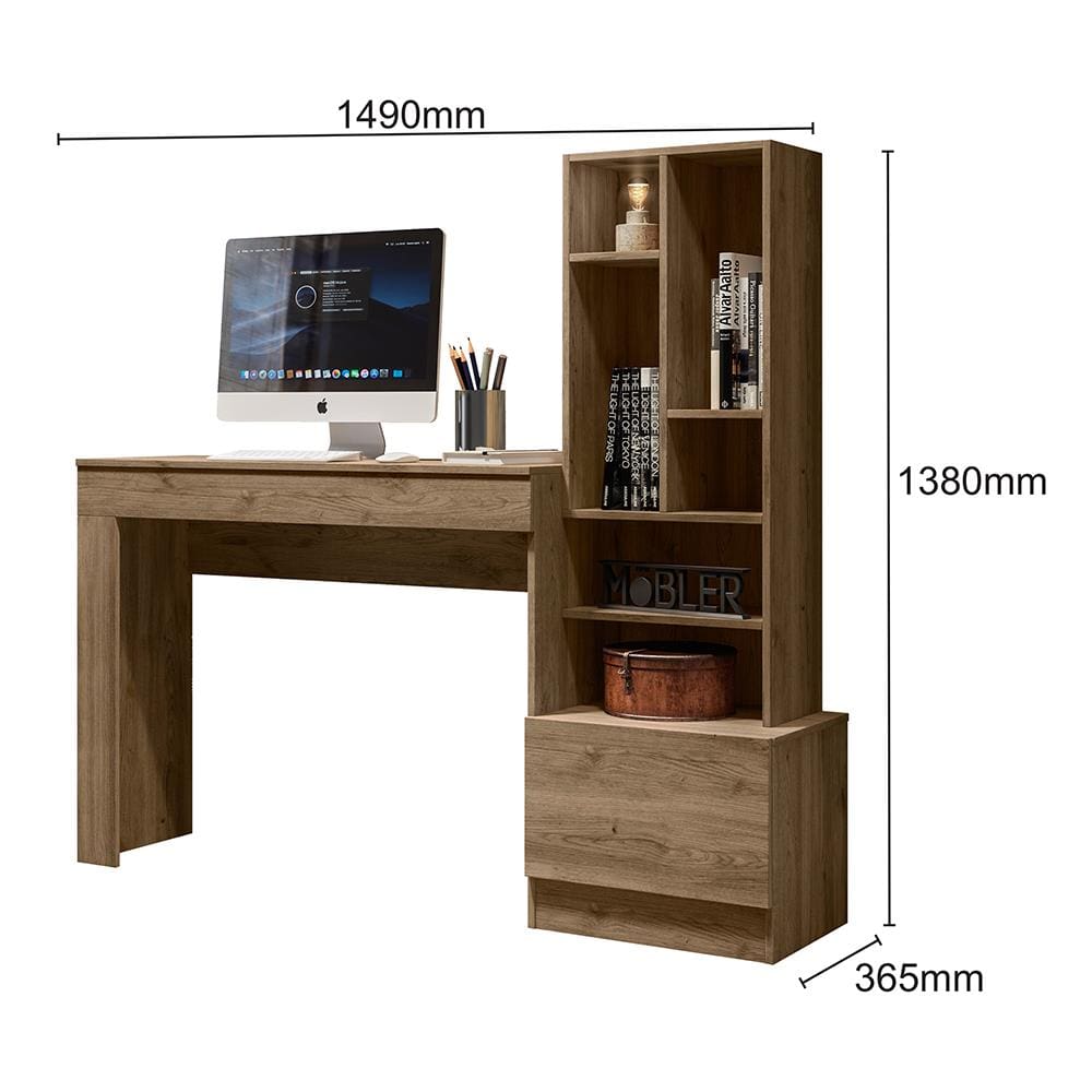 Escrivaninha Office Mobler Lion com Nichos - Teca Supremo - 2
