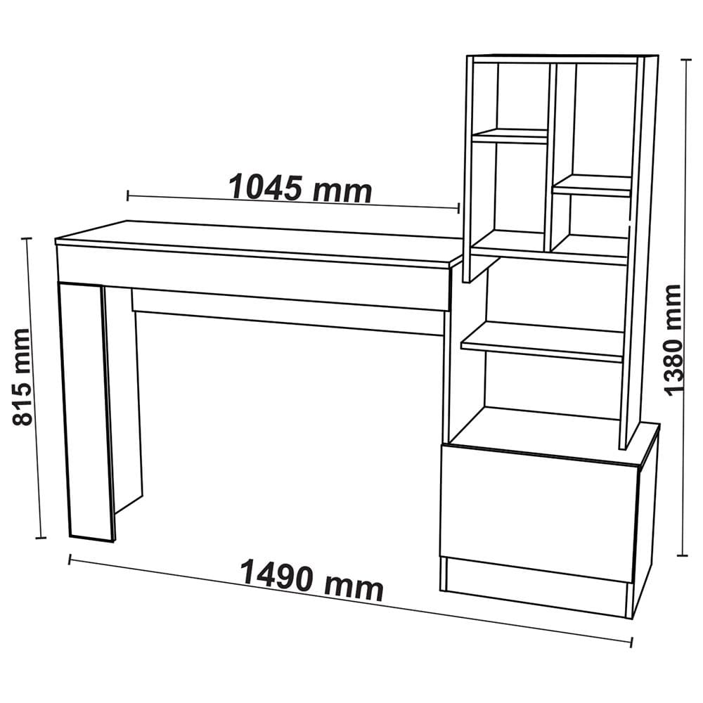 Escrivaninha Office Mobler Lion com Nichos - Teca Supremo - 3