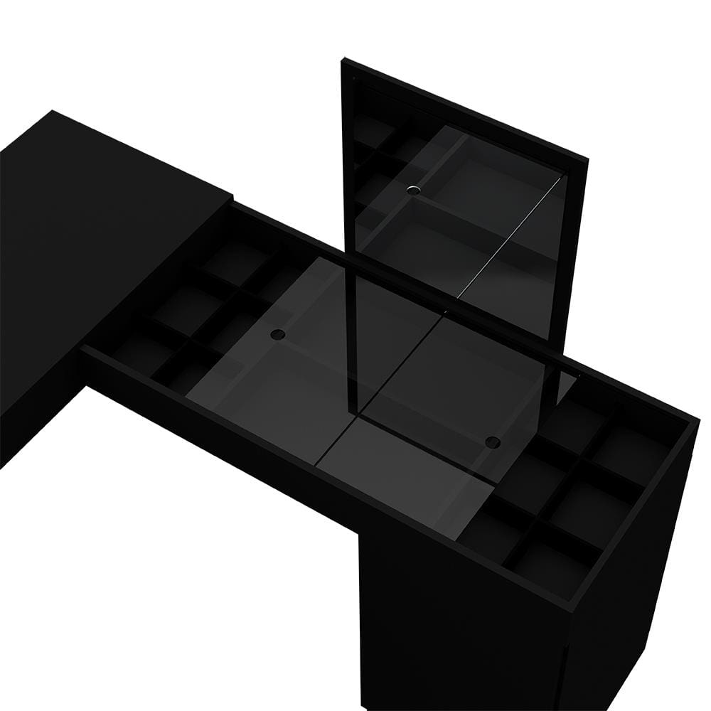 Escrivaninha de Canto Mobler Star com Penteadeira - Preto Fosco. - 3