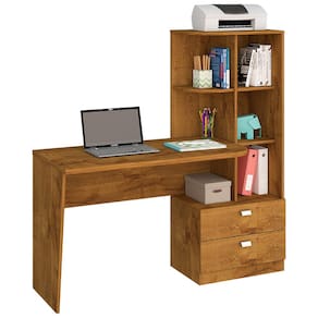Mesa para Computador Permóbili Elisa com 2 Gavetas, 4 Prateleiras, Porta CPU e Espaço para Impressora