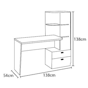 Mesa para Computador Permóbili Elisa com 2 Gavetas, 4 Prateleiras, Porta CPU e Espaço para Impressora