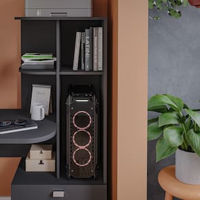 Mesa para Computador Permóbili Elisa com 2 Gavetas, 4 Prateleiras, Porta CPU e Espaço para Impressora
