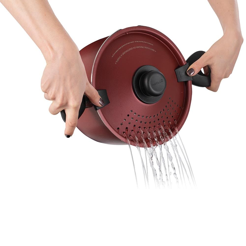 Espagueteira Multiflon Colapasta em Alumínio com Revestimento Antiaderente 7 Camadas e Alças em Baquelite 22 cm – Vermelha - 2